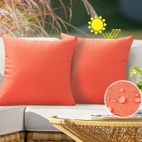 Vakado Outdoor Waterproof Throw Pillow Covers 18X18 Set Of 2 Decorative Orange Patio Furniture Cushion Cases Outside Decor For C