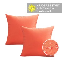 Vakado Outdoor Waterproof Throw Pillow Covers 18X18 Set Of 2 Decorative Orange Patio Furniture Cushion Cases Outside Decor For C