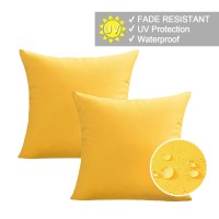 Vakado Outdoor Waterproof Throw Pillow Covers 20X20 Set Of 2 Decorative Yellow Patio Furniture Cushion Cases Outside Decor For C