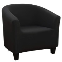 Searchi Club Chair Slipcover Stretch Barrel Chair Covers Solid Color Tub Chair Slipcovers Spandex Armchair Sofa Cover Removable Couch Furniture Protector Arm Chair Cover For Living Room(Black)