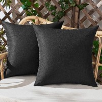 Woaboy Set Of 2 Outdoor Waterproof Throw Pillow Covers Decorative Farmhouse Linen Pillowcase Solid Cushion Cases For Bed Sofa Co