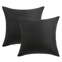 Woaboy Set Of 2 Outdoor Waterproof Throw Pillow Covers Decorative Farmhouse Linen Pillowcase Solid Cushion Cases For Bed Sofa Co