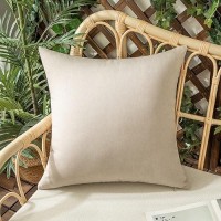 Woaboy Set Of 2 Outdoor Waterproof Throw Pillow Covers Decorative Farmhouse Linen Pillowcase Solid Cushion Cases For Bed Sofa Co