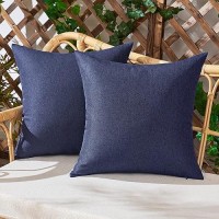 Woaboy Set Of 2 Outdoor Waterproof Throw Pillow Covers Decorative Farmhouse Linen Pillowcase Solid Cushion Cases For Bed Sofa Co