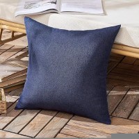 Woaboy Set Of 2 Outdoor Waterproof Throw Pillow Covers Decorative Farmhouse Linen Pillowcase Solid Cushion Cases For Bed Sofa Co