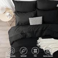 Cozylux Full Seersucker Comforter Set With Sheets Black Bed In A Bag 7Pieces All Season Bedding Sets With Comforter Pillow Sha