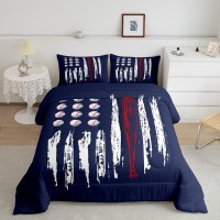 Castle Fairy Baseball Comforter King104X90 Inch 3 Pieces1 Baseball Comforter 2 Pillowcases Navy White Red American Flag Comf