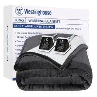 Westinghouse Heated Blanket King Size Soft Flannel To Sherpa Electric Blanket With 10 Heating Levels 112 Hours Auto Shut Off