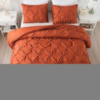 Andency Burnt Orange Terracotta King Size Comforter Set 3 Pieces Pinch Pleat All Season Bedding Set Soft Lightweight Microfibe