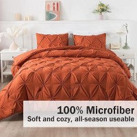 Andency Burnt Orange Pinch Pleat Comforter Twin66X90Inch 2 Pieces1 Pintuck Comforter 1 Pillowcase Microfiber Pintuck Comfo