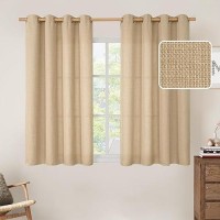 Lamit Natural Linen Curtains 54 Inch For Bedroom Grommet Thick Linen Textured Sheer Burlap Curtains Light Filtering Privacy Win