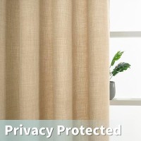 Lamit Natural Linen Curtains 54 Inch For Bedroom Grommet Thick Linen Textured Sheer Burlap Curtains Light Filtering Privacy Win