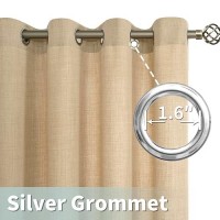 Lamit Natural Linen Curtains 54 Inch For Bedroom Grommet Thick Linen Textured Sheer Burlap Curtains Light Filtering Privacy Win