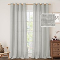 Lamit Light Grey Linen Curtains For Bedroom 84 Inch Faux Linen Textured Light Filtering Privacy Drapes Grommet Window Panels Fo