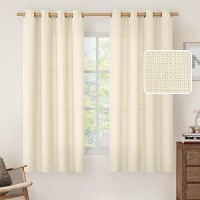 Lamit Light Filtering Linen Curtains 63 Inch For Bedroom Grommet Thick Linen Drapes Privacy Sheer Window Curtains For Living Ro