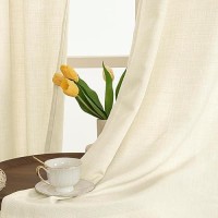 Lamit Light Filtering Linen Curtains 63 Inch For Bedroom Grommet Thick Linen Drapes Privacy Sheer Window Curtains For Living Ro