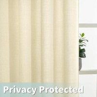 Lamit Light Filtering Linen Curtains 63 Inch For Bedroom Grommet Thick Linen Drapes Privacy Sheer Window Curtains For Living Ro