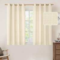 Lamit Linen Curtains 54 Inch For Bedroom Grommet Thick Linen Textured Sheer Curtains Light Filtering Privacy Window Curtains Fo