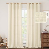 Lamit Beige Linen Curtains 84 Inch Length For Living Room Grommet Top Thick Light Filtering Drapes Privacy Boho Neutral Panels