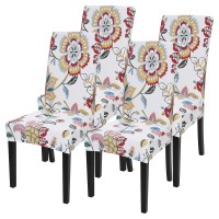 Searchi Floral Dining Room Chair Covers Set Of 4 Stretch Kitchen Chair Covers Washable Parsons Chair Slipcover Removable Dining