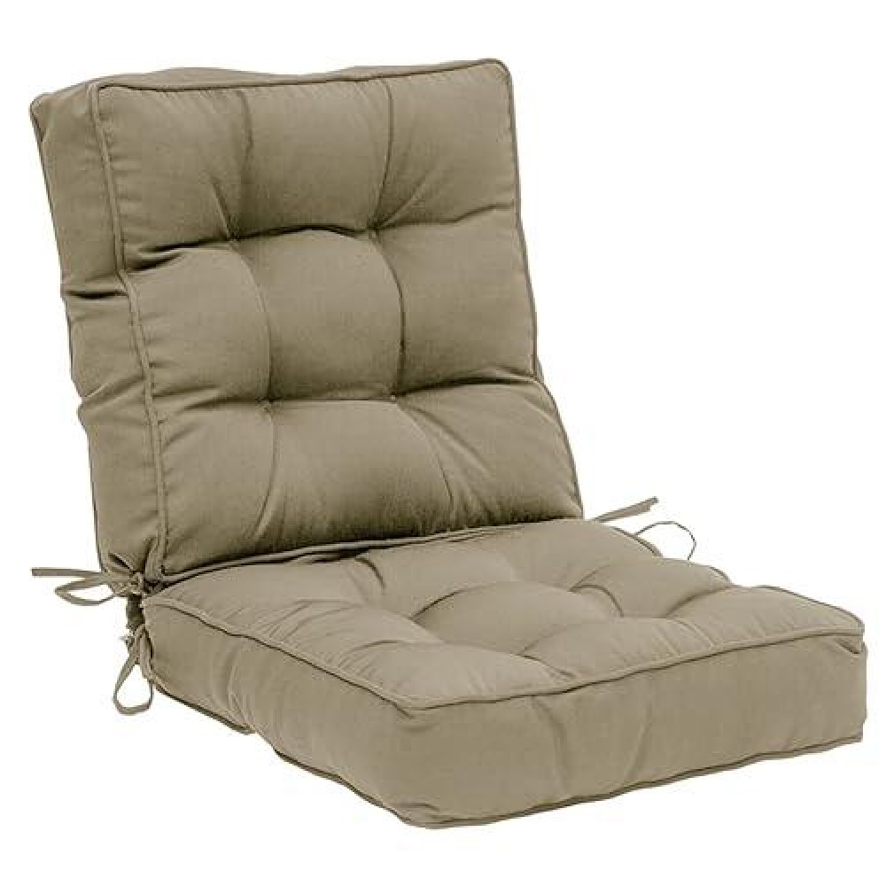 Qilloway Indooroutdoor Square Seat Patio Cushion 19Inches Upper And Lower With Ties Beige