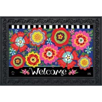 Bright Blooms Spring Doormat Welcome Floral Primitive Indoor Outdoor 30 X 18