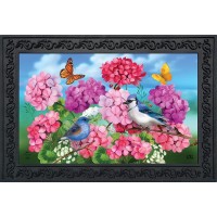 Briarwood Lane Geraniums In Bloom Spring Doormat Floral Birds Butterfly Indoor Outdoor 30 X 18