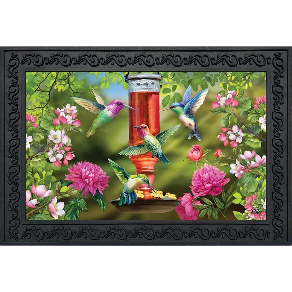 Briarwood Lane Hummingbird Feeder Spring Doormat Floral Indoor Outdoor 30 X 18