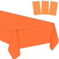 3 Pack Plastic Tablecloths Disposable Plastic Table Cloths Table Covers For Picnic Bbq Birthday Wedding Parties Waterproof And Oil-Proof Table Cloth Light Weight Thin Orange Table Cloths 54 X 108 Inch