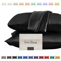 Elegant Comfort Silky And Luxurious 2Piece Satin Pillowcase Set For Healthier Skin And Hair Hidden Zipper Closure And Beautifu