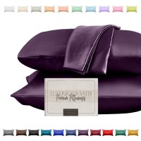 Elegant Comfort Silky And Luxurious 2Piece Satin Pillowcase Set For Healthier Skin And Hair Hidden Zipper Closure And Beautifu