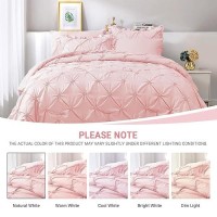 Jollyvogue Pink Full Size Comforter Sets 7 Pieces Pintuck Bed In A Bag Comforter Set For Bedroom  Bedding Comforter Sets With Comforter  Sheets Ruffled Shams & Pillowcases