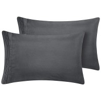 Cozylux Pillow Cases Standard Size Set Of 2 Luxury 1800 Series Double Brushed Microfiber Bed Pillow Cases Embroidered 2 Pack 20X26 Inches  Dark Grey Pillow Covers With Envelope Closure