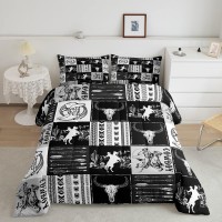 Manfei Western Cowboy Comforter Set Full Size Bull Skull Horse Arrow Print Bedding Set 3Pcs For Kids Boys Teens Bedroom Decor