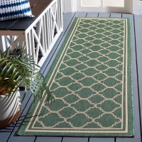 Safavieh Courtyard Collection Runner Rug 23 X 10 Dark Green Beige Trellis Design Nonshedding Easy Care Indoorout