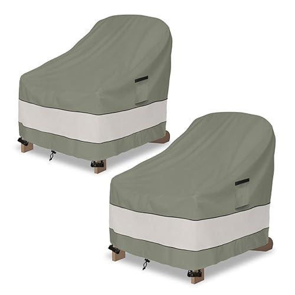 Aacabo Outdoor Adirondack Chair Cover 2 Pack Waterproof 100% Patio Chair Covers 30W X 34 D X 36 H Inches Patio Adirondack Chair Cover For Outdoor Chair -Grayish Green