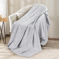 Utopia Bedding 100% Cotton Blanket (Throw Size - 60X50 Inches) 350Gsm Lightweight Thermal Blanket  Soft Breathable Blanket For All Seasons (Silver)