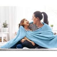 Utopia Bedding 100% Cotton Blanket (Queen Size - 90X90 Inches) 350Gsm Lightweight Thermal Blanket  Soft Breathable Blanket For All Seasons (Sky Blue)