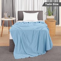 Utopia Bedding 100% Cotton Blanket (Twin Size - 90X72 Inches) 350Gsm Lightweight Thermal Blanket  Soft Breathable Blanket For All Seasons (Sky Blue)