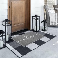 Aazzkang Welcome Mats For Front Door Non Slip Door Mat Lowprofile Ultra Absorb Dirt Easy To Clean Indoor Doormat For Entry Pati