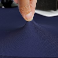 Newisher Round Fitted Table Cover Spandex Stretch Tablecloth Navy Blue Table Top Cover With Elastic Edged For Dining Picnic Patio 60 Inch