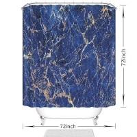 Domoku Bule Gold Marble Shower Curtain Navy Bule Golden Cracked Lines Abstract Modern Shower Curtain For Bathroom Decor Waterpro