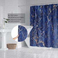 Domoku Bule Gold Marble Shower Curtain Navy Bule Golden Cracked Lines Abstract Modern Shower Curtain For Bathroom Decor Waterpro