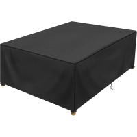 Patio Table Cover 100% Waterproof, 64X45X28 Inch Outdoor Table Cover Rectangular, Patio Furniture Cover For Dinning Furniture, Picnic Coffee Tables Chairs And Sofas, Black