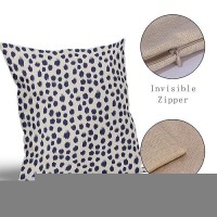 Navy Cream Polka Dot Pillow Covers 20X20 Set Of 2 Outdoor Modern Art Throw Pillows Boho Design Blue Brush Strokes Decorative Pil