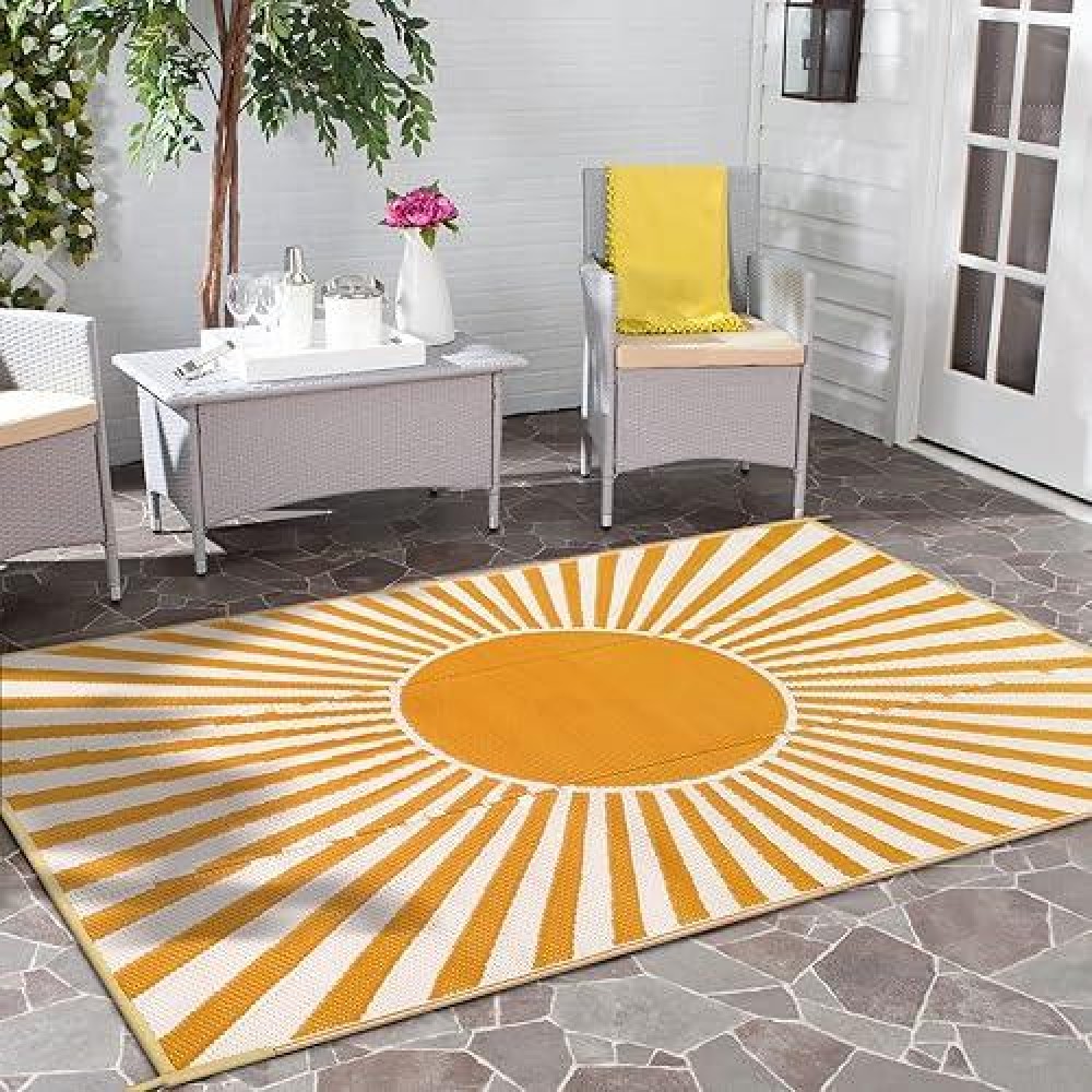 Anidaroel Outdoor Area Rug For Patio Clearance 5X8Ft Waterproof Reversible Plastic Straw Rug Outside Rug Stain Uv Resistant