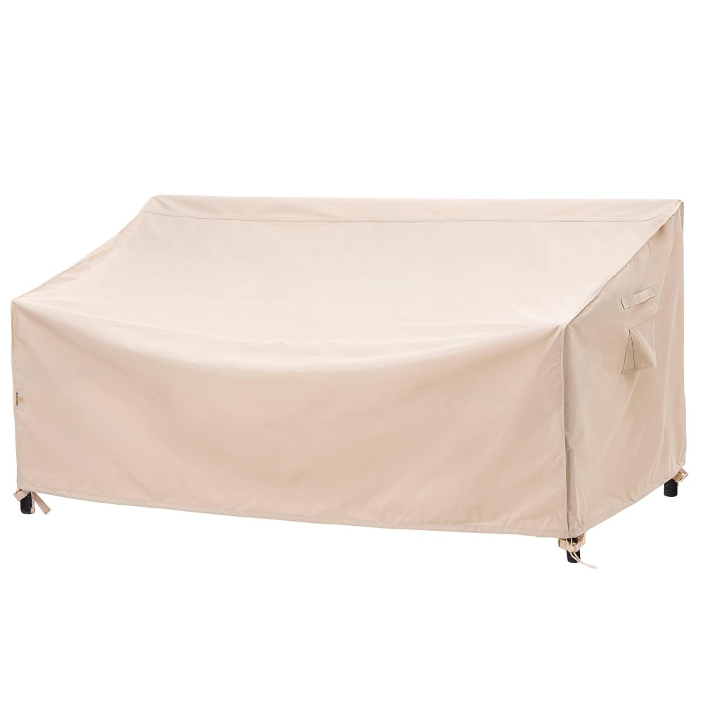 F&J Outdoors Waterproof Uv Resistant 2 Seater L Shaped Patio Loveseat Cover, Beige, 58