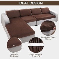 Necolorlife Velvet Sectional Sofa Cover Backrest Cushion Cover Thick Stretch Sofa Back Cover With Elastic Band For Large Sectional Couch (1Pc Backrest Cushion Cover Brown)