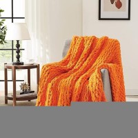 Lagraty Chunky Knit Blanket Throw Handmade Thick Cable Knit Crochet Blanket Large Knit Blanket Chunky Yarn Rope Knot Throw Bl