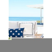 Hofdeco Premium Coastal Hampton Style Patio Indoor Outdoor Lumbar Pillow Cover Only 12X20 Water Resistant For Backyard Cou